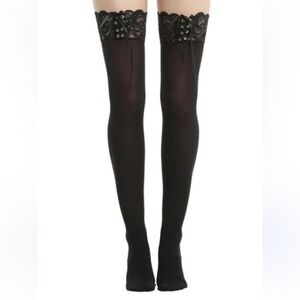 HOT TOPIC Blackheart Black Thigh Lace-Up Corset and Stay up Silicone Strip Sz OS